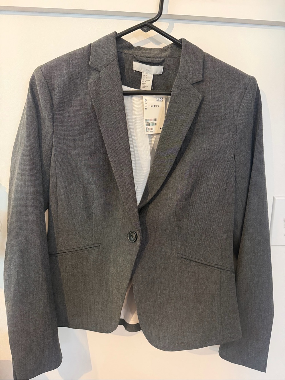 H&M Gray Single-Button Tailored Blazer